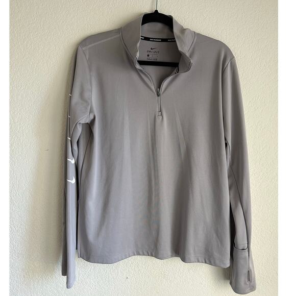 Nike Gray Fitted Ribbed Polo Sweatshirt - Picture 3 of 11